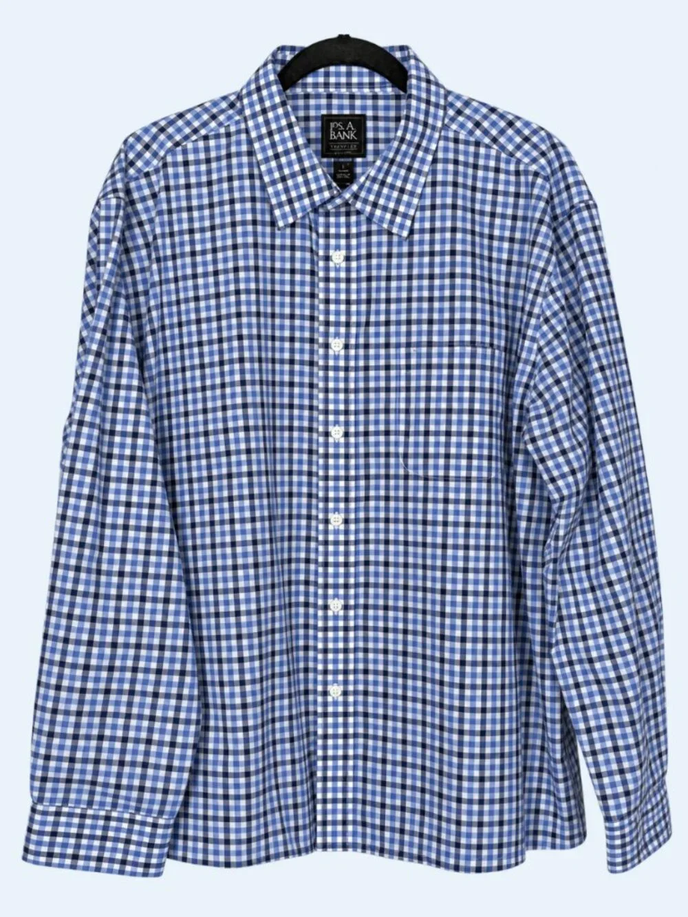 JOS. A. Bank long sleeve button down checked print tailored fit blue shirt XXL